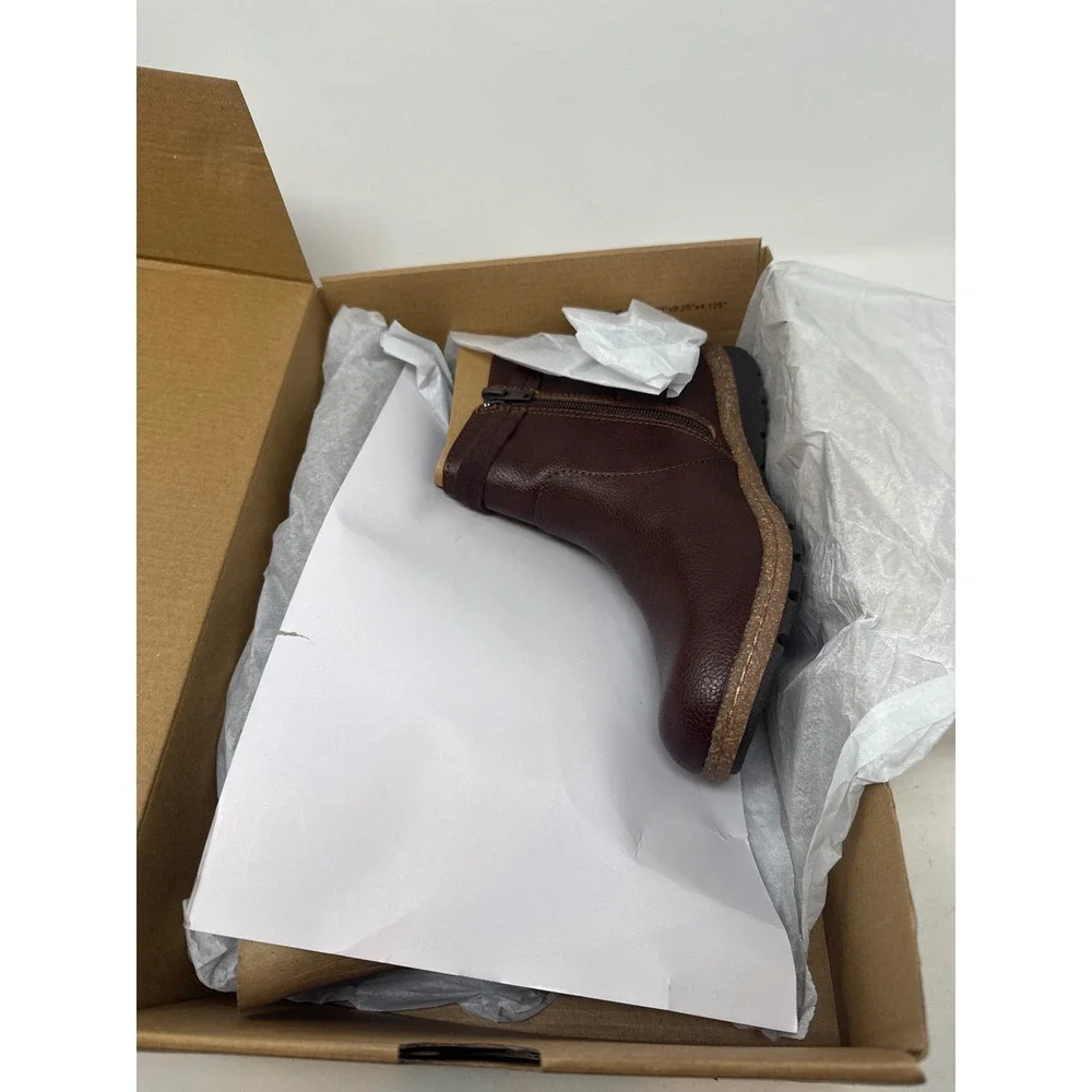 b.o.c. Born Concept Women Burgundy Leather Ankle Boots Size 6.5 Addi